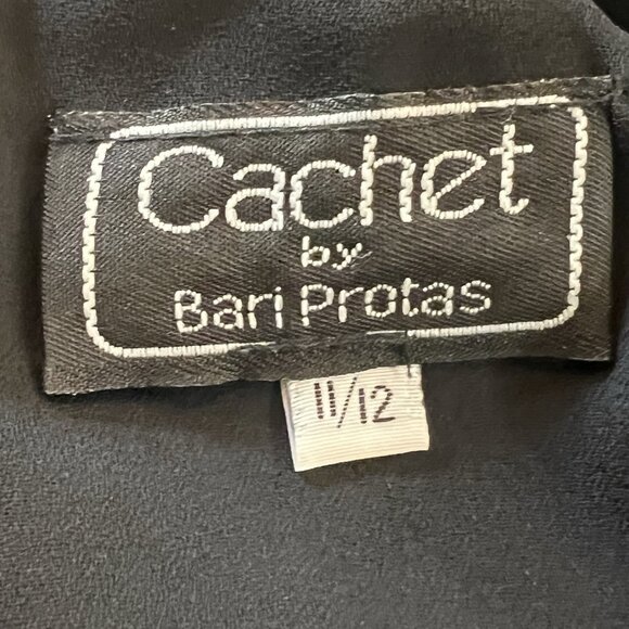 Vtg Cachet by Bari Protas Black Evening Gown Size 11/12 Gold Embroidered Sheer - Picture 12 of 16